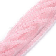 Natural Rose Quartz Beads Strands, Flat Round, Faceted, 3x2mm, Hole: 0.6mm, about 191pcs/strand, 15.55inch(39.5cm)(G-A026-C05)