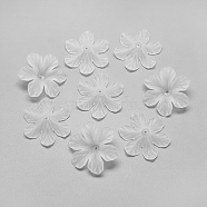 6-Petal Transparent Acrylic Bead Caps, Frosted, Clear, 32.5x29x8mm, Hole: 1.5mm(X-FACR-S016-SB518)