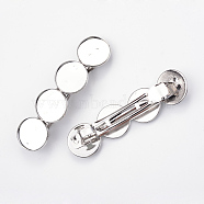 Iron Hair Barrette, French Hair Clips Findings, with Brass Tray, Platinum, Tray: 20mm, 86x22mm(X-MAK-Q009-01P-20mm)
