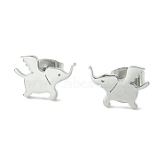 Cute Little Animal Theme 304 Stainless Steel Stud Earrings, Elephant, 12x8mm(EJEW-B041-03C-P)