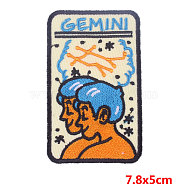 Rectangle with Constellation Computerized Embroidery Cloth Iron on/Sew on Patches, Costume Accessories, Gemini, 78x50mm(PATC-PW0002-14B)