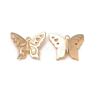 Brass Pendants, Butterfly with Heart Pattern Charm, Real 18K Gold Plated, 15x19x3mm, Hole: 1.2mm(KK-G468-19G)