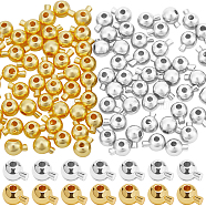 100Pcs 2 Colors Brass Crimp Beads, Long-Lasting Plated, Round, Mixed Color, 5x3.5x3.5mm, Hole: 0.9mm, 50pcs/color(KK-BBC0014-30)