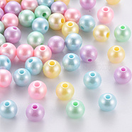 Opaque Acrylic Beads, Round, Mixed Color, 8x7mm, Hole: 2mm(X-MACR-S370-H8mm)