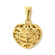 Vacuum Plating 304 Stainless Steel Pendants, Hollow Heart Charm, Golden, 18x17x5.5mm, Hole: 7x3.5mm(STAS-L275-06G-01)