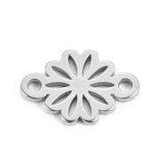 Stainless Steel Connector Charms, Flower, Stainless Steel Color, 7.3x10.9mm(PW-WG58058-01)