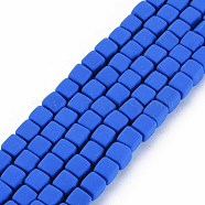 Handmade Polymer Clay Beads Strands, Cube, Blue, 6x6x6mm, Hole: 1.2mm, about 62pcs/strand, 14.84 inch~15.75 inch(37.7cm~40cm)(CLAY-T020-09C)