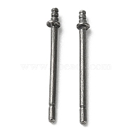 Titanium Stud Earring Findings, Screw Earring Pins, Platinum, 13x1.4mm, Pin: 0.7mm(FIND-R096-02B-P)