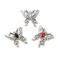 Spray Painted Alloy Micro Pave Cubic Zirconia Pendants, Butterfly Charm, Platinum, 21x21.5x3.5mm, Hole: 1.5mm(PALLOY-O001-10P)