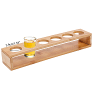 6 Round Holes Bamboo Shot Glasses Holders, Beer Wine Glasses Organizer Rack for Family Party Bar Pub, Rectangle, Sandy Brown, 64x328x51mm(AJEW-WH0317-05)