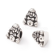 304 Stainless Steel European Beads, Large Hole Beads, Manual Polishing, Buddha, Antique Silver, 12x11x8mm, Hole: 4.5mm(STAS-M298-02AS)