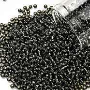TOHO Round Seed Beads, Japanese Seed Beads, (29C) Silver Lined Dark Black Diamond, 11/0, 2.2mm, Hole: 0.8mm, about 50000pcs/pound(SEED-TR11-0029C)