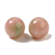 Translucent Resin Beads, Glitter Beads, Round, Dark Salmon, 8x7.5mm, Hole: 1.8mm(RESI-Z015-04D)