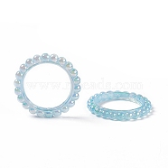 UV Plating Opaque Acrylic Beads Frames, Flower Ring, Sky Blue, 42.5x43x5.5mm, Hole: 2.5mm, Inner Diameter: 31mm(PACR-M003-03B)