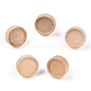 Natural Maple Wood Stud Earring Findings with 316 Stainless Steel Pin, Flat Round Earring Settings, BurlyWood, 15x5mm, Pin: 0.8mm, Tray: 12.5mm(WOOD-N016-02)