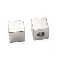 201 Stainless Steel Bead, Cube, Stainless Steel Color, 6x6x6mm, Hole: 2.5mm(STAS-H180-07P)