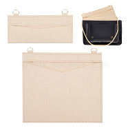 WADORN 2Pcs 2 Styles Wool Felt Bag Organizer Inserts, with Alloy D-Rings, for Envolope Bag Accessories, Rectangle, Wheat, 9~17.8x17~21x0.2cm, Hole: 9x13~14mm, 1pc/style(FIND-WR0007-26E)