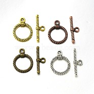 Tibetan Style Alloy Ring Toggle Clasps, Mixed Color, Ring: 22x17x2mm, Hole: 2.5mm, Bar: 26x8x3mm, Hole: 2.5mm(PALLOY-N0112-01)