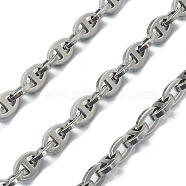 201 Stainless Steel Oval Link Chains, Unwelded, with Spool, Stainless Steel Color, 9.5x6x1.5mm and 9x5.5x1mm(CHS-E030-01P-01)