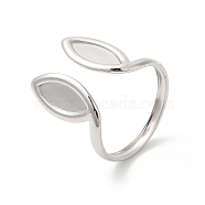 304 Stainless Steel Cuff Finger Rings, Rabbit Ear Open Rings for Women, Stainless Steel Color, US Size 8 1/2(18.5mm)(RJEW-L107-004P)
