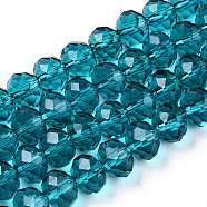 Glass Beads Strands, Faceted, Rondelle, Cadet Blue, 8x6mm, Hole: 1mm, about 65~68pcs/strand, 15.7~16.1 inch(40~41cm)(EGLA-A034-T8mm-D27-A)