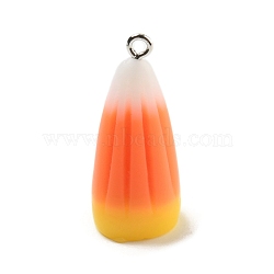 Halloween Opaque Resin Pendants, Candy Corn Charms with Platinum Plated Iron Loops, Orange, 33x14x11mm, Hole: 1.5mm(X-RESI-C049-01)