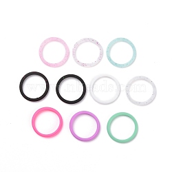 Silicone Wedding Ring for Women, Thin and Stackable Durable Rubber Safe Band for Love, Couple, Souvenir and Outdoor Active Exercise Style, Mixed Color, US Size 7 1/4(17.5mm), 10pcs/bag(RJEW-H547-05)