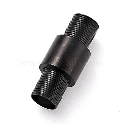 304 Stainless Steel Magnetic Clasps with Glue-in Ends, Column, Electrophoresis Black, 24mm, Hole: 6mm(STAS-M297-05EB)
