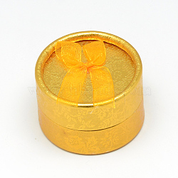 Cardboard Ring Boxes, Flat Round, Gold, 5.5x3.5cm(CBOX-R036-21F)