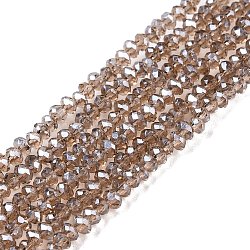 Electroplate Glass Beads Strands, Pearl Luster Plated, Faceted, Rondelle, Tan, 2.3~2.7x2mm, Hole: 0.4mm, about 150~155pcs/strand, 32~33cm(EGLA-A044-T1mm-A16)