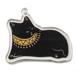 Acrylic Pendants, Cat Shape, Black, 34x40x2mm, Hole: 2mm(FIND-M012-04B)