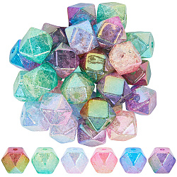 50Pcs Transparent Crackle Acrylic Beads, Gradient Color, Cube, Faceted, Mixed Color, 15.7x19x19mm, Hole: 3.5mm(OACR-SC0002-50)