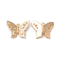Brass Pendants, Butterfly with Heart Pattern Charm, Real 18K Gold Plated, 15x19x3mm, Hole: 1.2mm(KK-G468-19G)