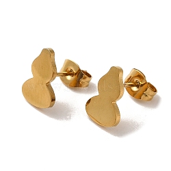 PVD Vacuum Plating 304 Stainless Steel Stud Earrings, Plain Gourd, Golden, 10.5x7mm(EJEW-Z040-12G)