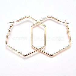 Iron Hoop Earrings, Hexagon, Golden, 60x52x2mm, Pin: 0.8mm(EJEW-TAC0009-08G)