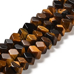 Natural Tiger Eye Beads Strands, Faceted, Nuggets, 10~11x8~10x7~8mm, Hole: 1mm, about 22~23pcs/strand, 7.09~7.48''(18~19cm)(G-N327-05-16)