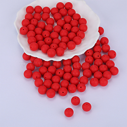 Round Silicone Focal Beads, Chewing Beads For Teethers, DIY Nursing Necklaces Making, Red, 15mm, Hole: 2mm(SI-JX0046A-25)