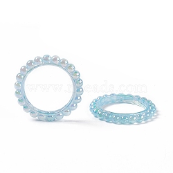 UV Plating Opaque Acrylic Beads Frames, Flower Ring, Sky Blue, 42.5x43x5.5mm, Hole: 2.5mm, Inner Diameter: 31mm(PACR-M003-03B)