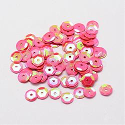 Plastic Paillette Beads, Semi-cupped Sequins Beads, Center Hole, Pale Violet Red, 8x0.5mm, Hole: 1mm(PVC-A002-8mm-08)