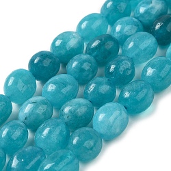 Natural Malaysia Jade Beads Strands, Faceted, Oval, Dyed and Heated, Sky Blue, 10.5~13x8.5~10x7~10mm, Hole: 1.2mm, about 31~32pcs/strand, 14.57''~15.16''(37~38.5cm)(G-I283-H06-01)