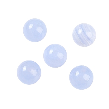 Natural Blue Lace Agate Beads, Half Drilled, Round, 10mm, Hole: 1mm