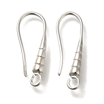 Brass Earring Hooks, Cadmium Free & Lead Free, 925 Sterling Silver Plated, 20x8x3mm, Hole: 1.8mm, Pin: 0.8mm