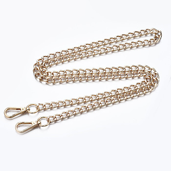 Bag Chains Straps, Iron Curb Link Chains, with Alloy Swivel Clasps, for Bag Replacement Accessories, Light Gold, 1200x10mm