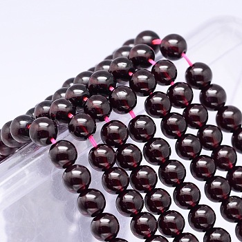 Mozambique Import Natural Grade AA Garnet Round Beads Strands, 6mm, Hole: 1mm, about 65pcs/strand, 16 inch