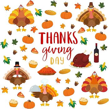 PVC Wall Stickers, for Wall Decoration, Thanksgiving Day Themed Pattern, 300x1160mm