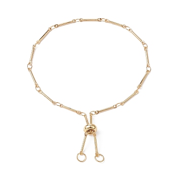 Brass Bar Link Chain Bracelet Making, Slider Bracelet, Fit for Connector Charms, Golden, 9-1/4 inch(23.5cm)