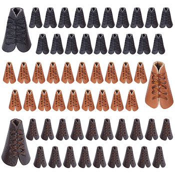 Elite 60Pcs 3 Colors PU Leather Cord Ends, Drawstring Cord Tip Ornament Accessories for Hoodie Pants, Cone, Mixed Color, 26x20~22mm, Hole: 6.5mm, Inner Diameter: 17mm, 20pcs/color
