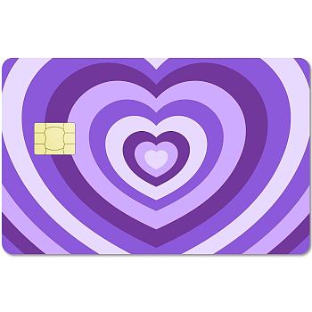 PVC Plastic Waterproof Card Stickers, Self-adhesion Card Skin for Bank Card Decor, Rectangle, Heart, 186.3x137.3mm