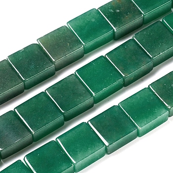 Natural Green Aventurine Beads Strands, Flat Slice Square Beads, 16x16x8mm, Hole: 1.2mm, about 24pcs/strand, 14.96 inch(38cm)