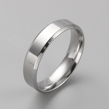 Stainless Steel Simple Plain Band Ring for Men Women, Stainless Steel Color, Inner Diameter: 21mm